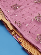 Load image into Gallery viewer, Pink Net Sequinse Embroidered Semi-Stitched Lehenga &amp; Blouse with Dupatta Clothsvilla