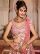 Load image into Gallery viewer, Pink Net Sequinse embroidery Semi-Stitched Lehenga choli &amp; Dupatta ClothsVilla