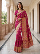Load image into Gallery viewer, Pink Nylon Satin Zari Weaving Saree ClothsVilla