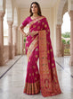 Load image into Gallery viewer, Pink Nylon Satin Zari Weaving Saree ClothsVilla