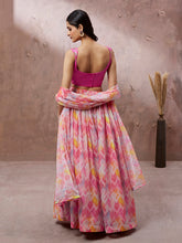 Load image into Gallery viewer, Pink Organza Floral Printed Semi-Stitched Lehenga choli &amp; Dupatta Clothsvilla