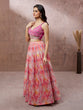 Load image into Gallery viewer, Pink Organza Floral Printed Semi-Stitched Lehenga choli &amp; Dupatta Clothsvilla