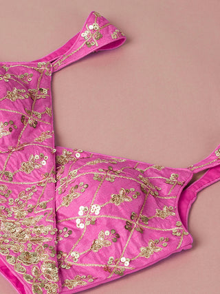 Pink Organza Floral Printed Semi-Stitched Lehenga choli & Dupatta Clothsvilla
