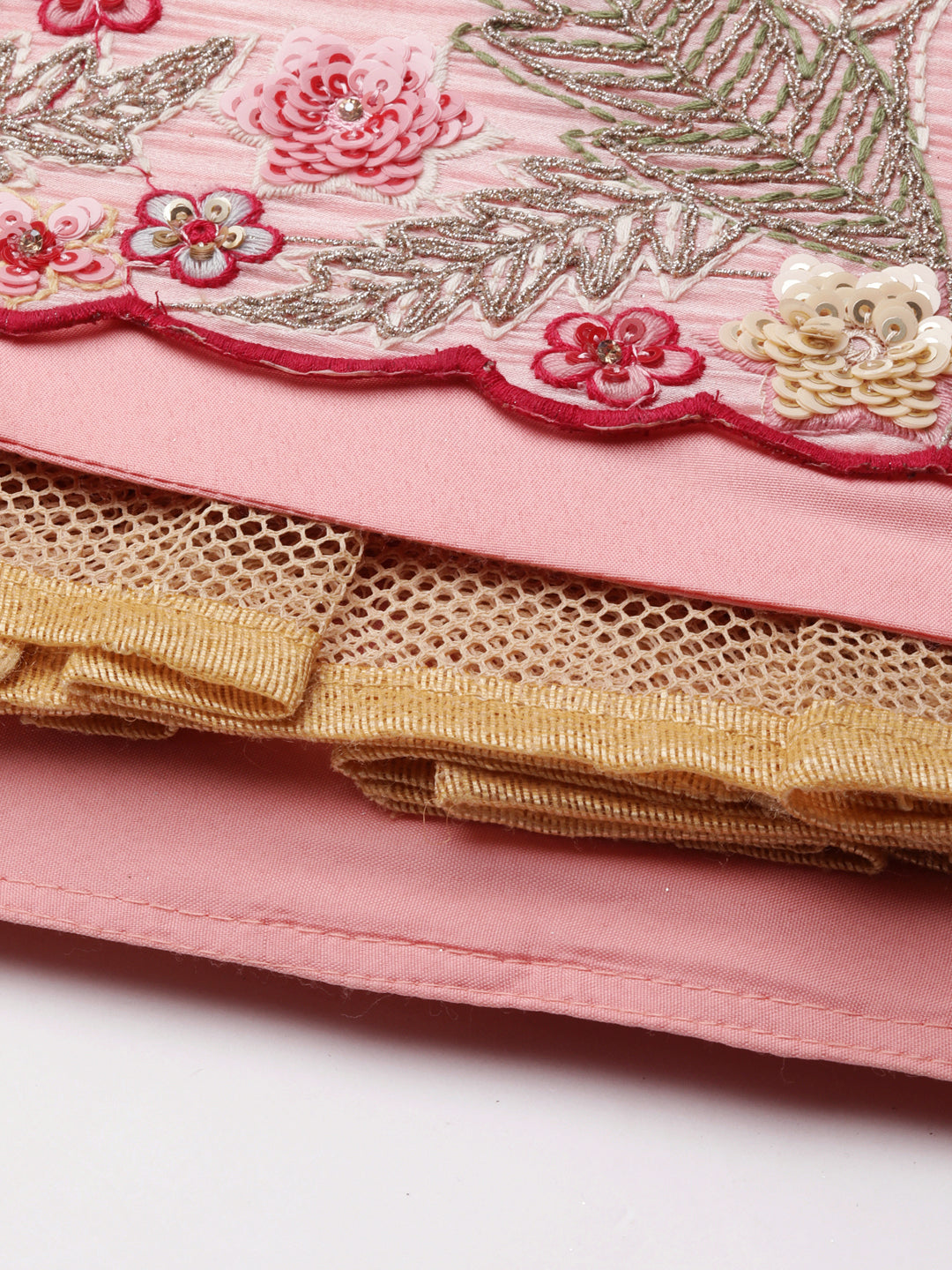 Pink Organza Sequins and Zarkan embroidery Semi-Stitched Lehenga choli & Dupatta ClothsVilla