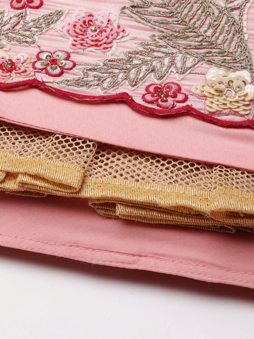 Pink Organza Sequins and Zarkan embroidery Semi-Stitched Lehenga choli & Dupatta ClothsVilla
