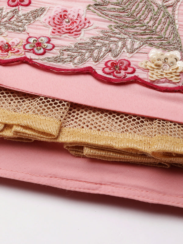 Pink Organza Sequins and Zarkan embroidery Semi-Stitched Lehenga choli & Dupatta ClothsVilla