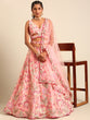 Load image into Gallery viewer, Pink Organza Sequins and Zarkan embroidery Semi-Stitched Lehenga choli &amp; Dupatta ClothsVilla