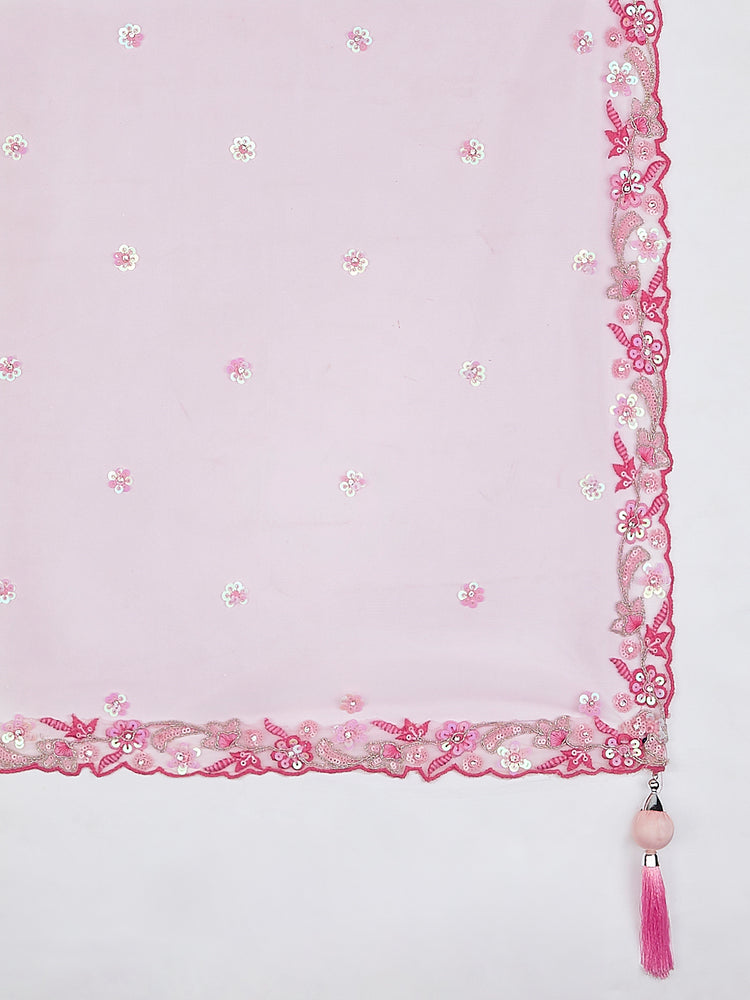 Pink Organza Sequins embroidery Lehenga choli & Dupatta ClothsVilla