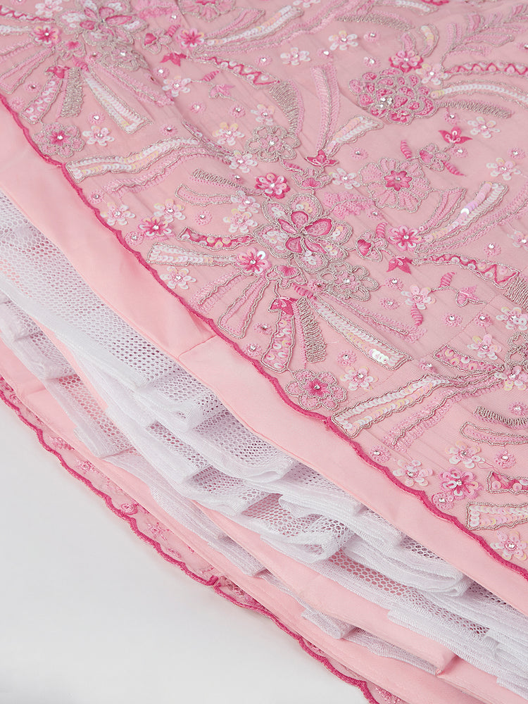 Pink Organza Sequins embroidery Lehenga choli & Dupatta ClothsVilla