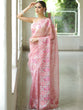 Load image into Gallery viewer, Pink Organza Silk Saree with Resham Floral Embroidery ClothsVilla