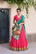 Load image into Gallery viewer, Pink Paithani Jacquard Silk Lehenga Set with Zari Weaving, Embroidery &amp; Scallop ClothsVilla