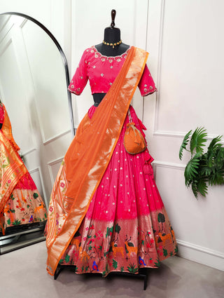Pink Paithani Lehenga Choli Set ClothsVilla