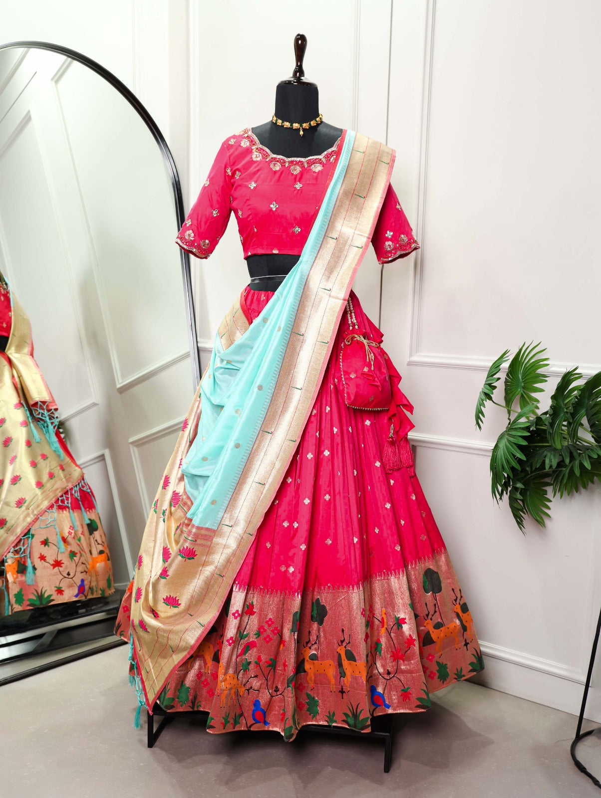 Pink Paithani Lehenga Choli Set ClothsVilla