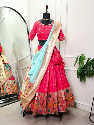 Pink Paithani Lehenga Choli Set ClothsVilla