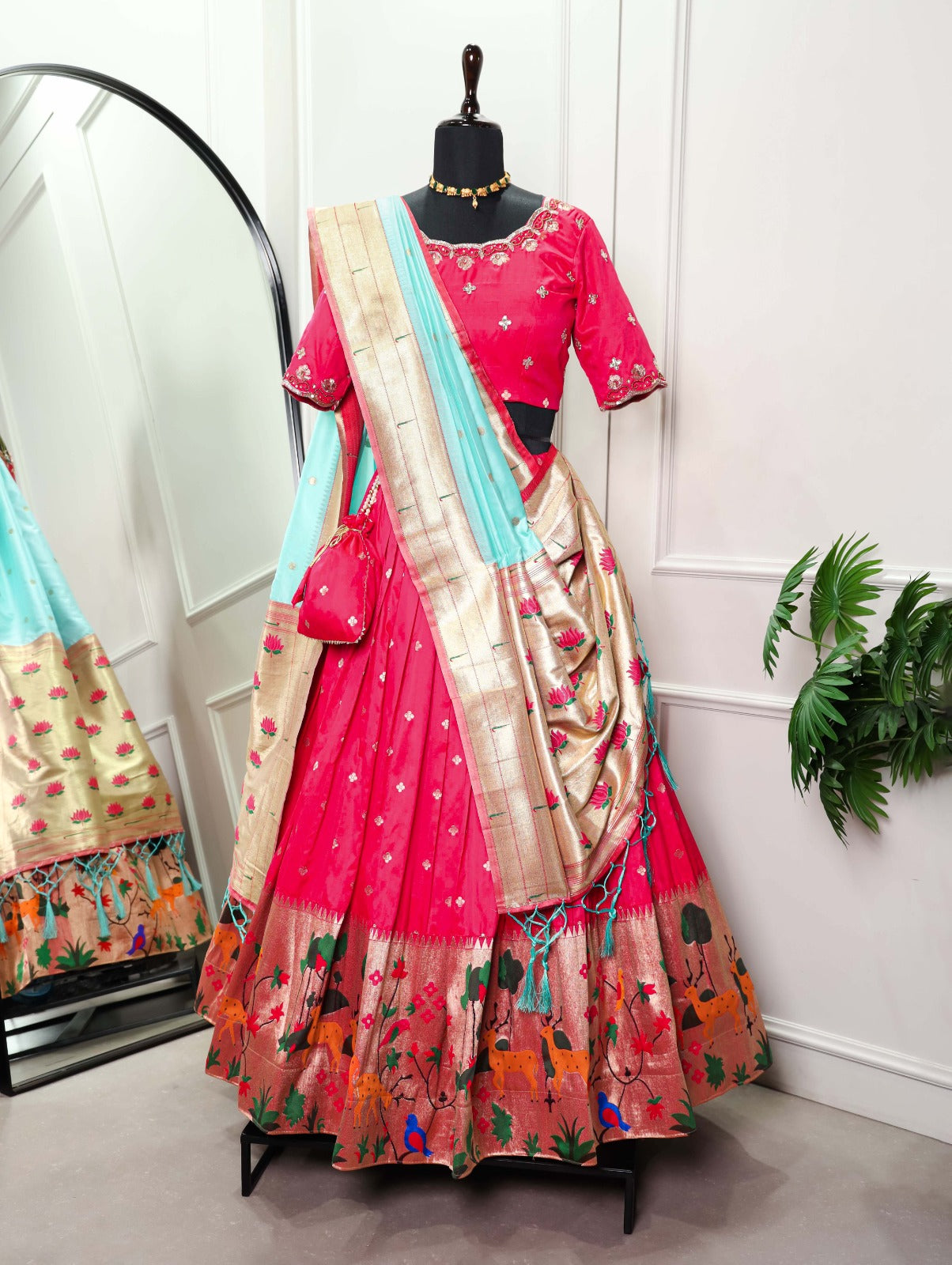 Pink Paithani Lehenga Choli Set ClothsVilla