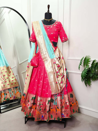 Pink Paithani Lehenga Choli Set ClothsVilla
