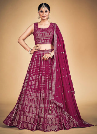 Pink Pakistani Georgette Lehenga Choli For Indian Festivals & Weddings - Sequence Embroidery Work, Clothsvilla
