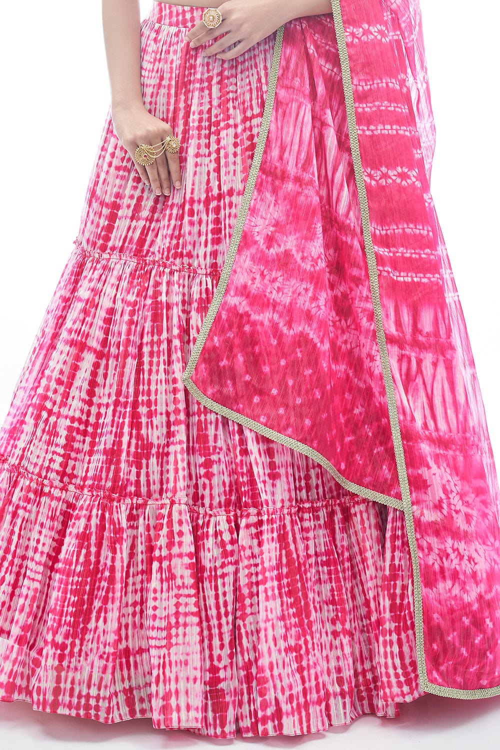 Pink Pakistani Jacquard Lehenga Choli For Indian Festival & Weddings - Thread Embroidery Work, Clothsvilla