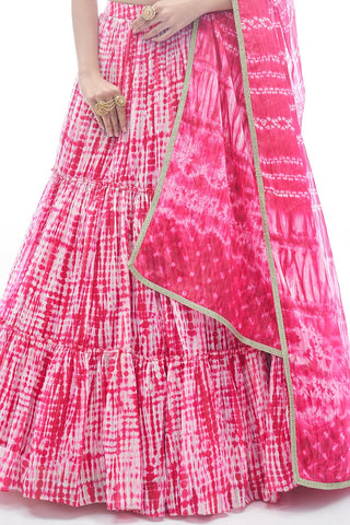 Pink Pakistani Jacquard Lehenga Choli For Indian Festival & Weddings - Thread Embroidery Work, Clothsvilla