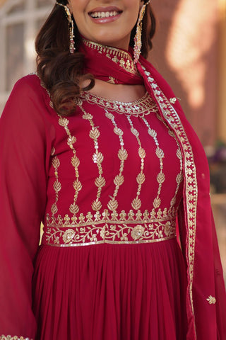 Pink Premium Designer Readymade Gown-Dupatta Collection ClothsVilla