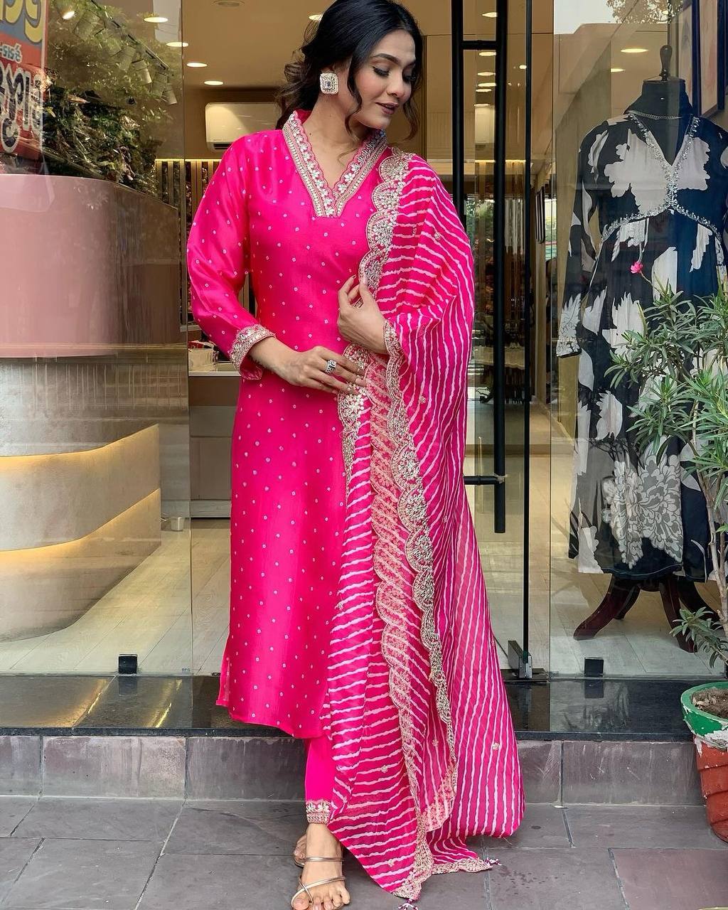 Pink Premium Designer Readymade Top, Bottom & Dupatta Set - Party Wear Collection Secondary image