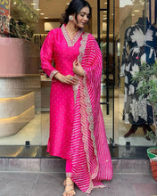 Load image into Gallery viewer, Pink Premium Designer Readymade Top, Bottom &amp; Dupatta Set - Party Wear Collection Clothsvilla