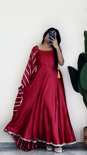 Pink Premium Japan Silk Gown with Digital Print Chinon Dupatta – Fully Stitched ClothsVilla