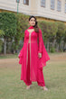 Load image into Gallery viewer, Pink Premium Readymade Kurti Pant Dupatta Set in Faux Blooming &amp; Embroidery ClothsVilla