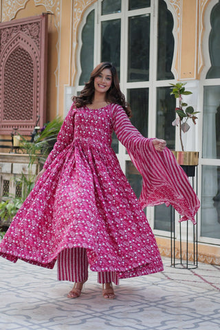 Pink Premium Readymade Kurti with Pant & Dupatta Set – Elegant & Comfortable! Clothsvilla