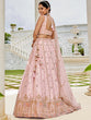 Load image into Gallery viewer, Pink Premium Silk Lehenga Choli with Viscose Organza Dupatta – Sequins, Coding &amp; Thread Embroidery ClothsVilla