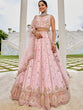 Load image into Gallery viewer, Pink Premium Silk Lehenga Choli with Viscose Organza Dupatta – Sequins, Coding &amp; Thread Embroidery ClothsVilla