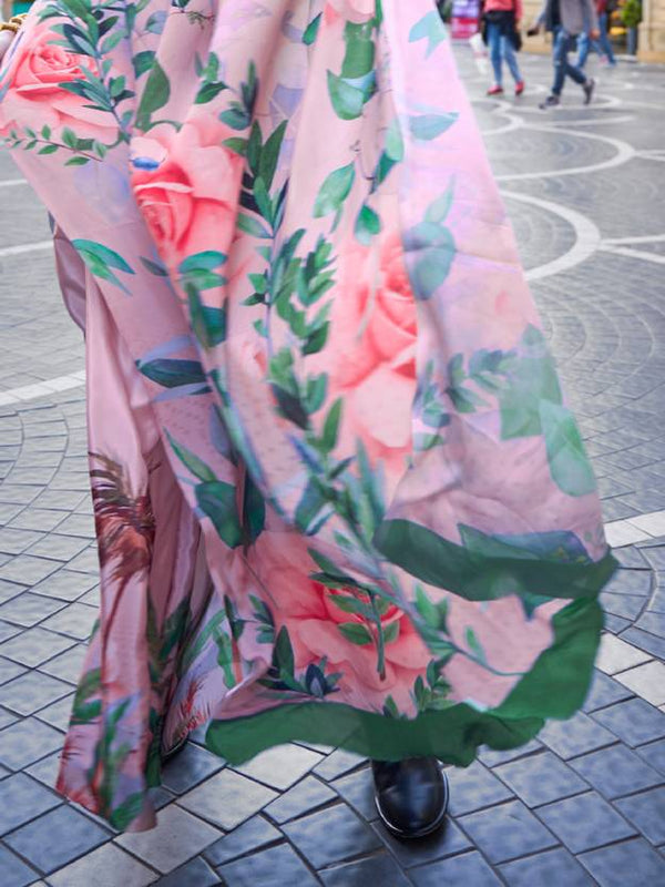 Pink Printed Elegant Crepe Silk Saree with Digital Print – Party & Traditional Wear ClothsVilla