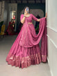 Load image into Gallery viewer, Pink Pure Chanderi Lehenga Choli Set with Zari Border &amp; Sequin Dupatta ClothsVilla