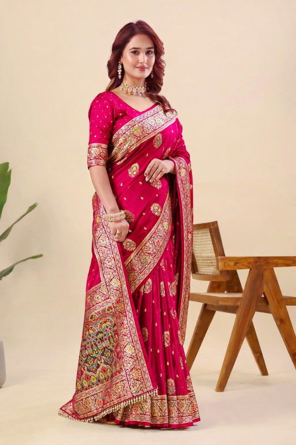 Pink Pure Nylon Satin Saree