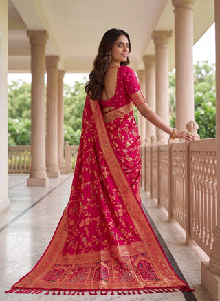 Pink Pure Nylon Satin Saree ClothsVilla