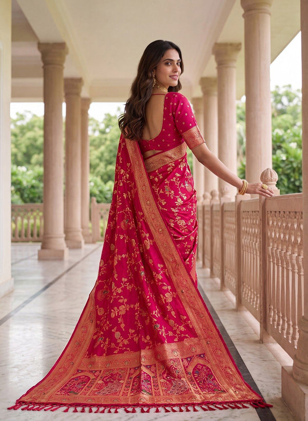 Pink Pure Nylon Satin Saree ClothsVilla