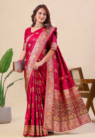 Pink Pure Nylon Satin Saree
