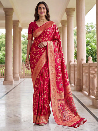 Pink Pure Nylon Satin Saree ClothsVilla