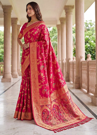 Pink Pure Nylon Satin Saree ClothsVilla