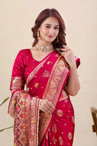 Pink Pure Nylon Satin Saree