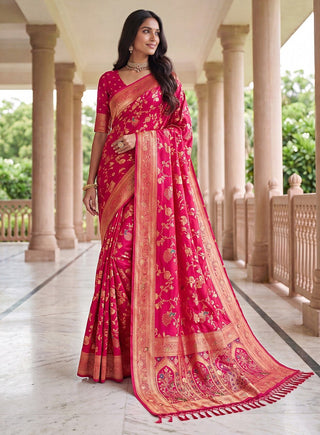 Pink Pure Nylon Satin Saree ClothsVilla