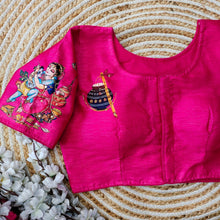 Load image into Gallery viewer, Pink Pure Silk Blouse with Antique Handcrafted Work ClothsVilla