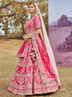 Load image into Gallery viewer, Pink Pure silk Moti, Sequins embroidery Semi-Stitched Bridel Lehenga choli &amp; Dupatta ClothsVilla