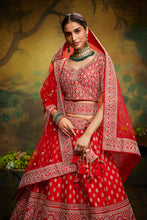 Load image into Gallery viewer, Pink Pure Silk Moti &amp; Zarkan heavy embroidery Semi-Stitched Lehenga choli &amp; Dupatta Clothsvilla