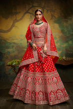 Load image into Gallery viewer, Pink Pure Silk Moti &amp; Zarkan heavy embroidery Semi-Stitched Lehenga choli &amp; Dupatta Clothsvilla