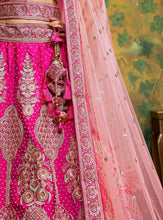 Load image into Gallery viewer, Pink Pure Silk Moti &amp; Zarkan heavy embroidery Semi-Stitched Lehenga choli &amp; Dupatta ClothsVilla