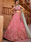 Pink Pure Tissue Semi-Stitched Lehenga Choli Set with Zarkan ClothsVilla