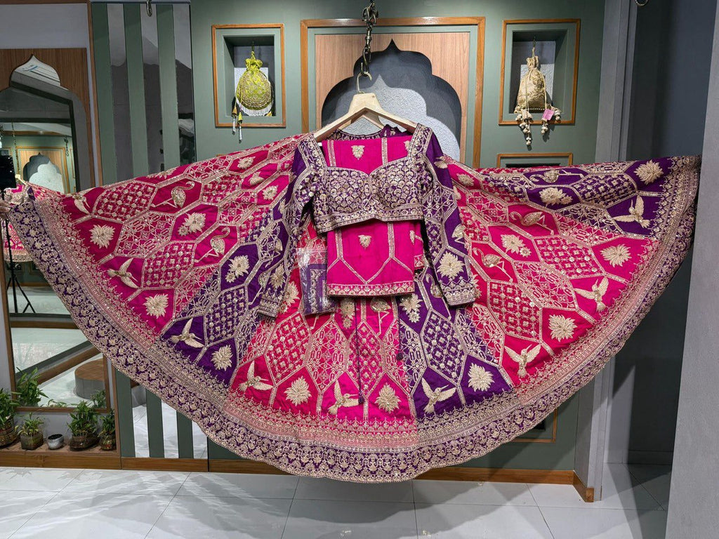 Pink-Purple Designer Faux Georgette Lehenga Choli with Dupatta ClothsVilla