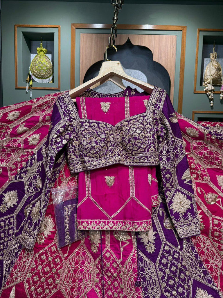 Pink-Purple Designer Faux Georgette Lehenga Choli with Dupatta ClothsVilla