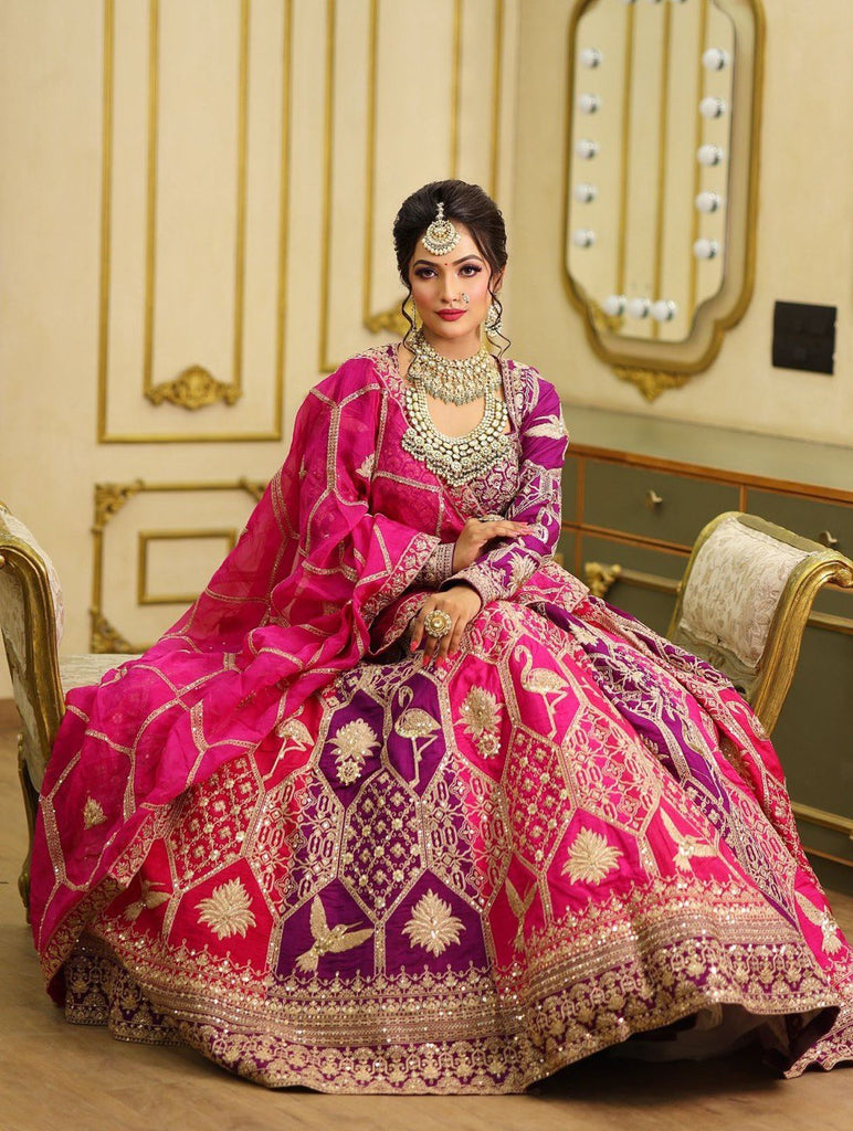 Pink-Purple Designer Faux Georgette Lehenga Choli with Dupatta ClothsVilla